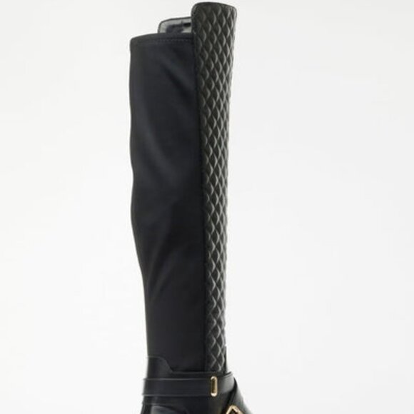 SHOEDAZZLE FAUX LEATHER/NEOPRENE PANEL OVER THE KNEE QUILTED BOOT 18.25" SHAFT - Picture 4 of 10